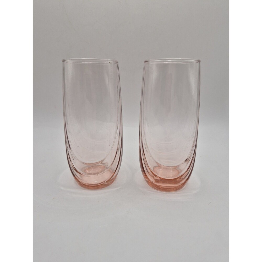 2 Lenox Swag Pattern Vintage Pink 16 Oz Glass Tumblers